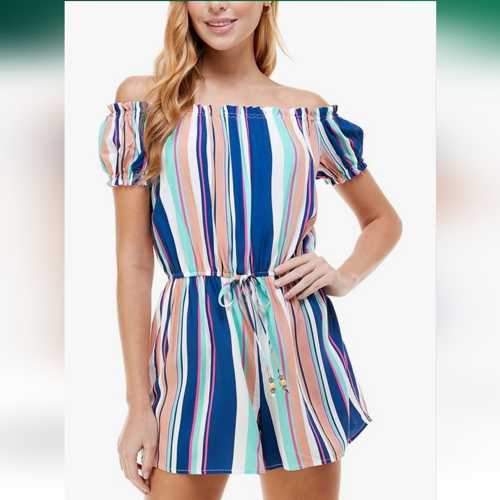 Macy's Striped romper- medium